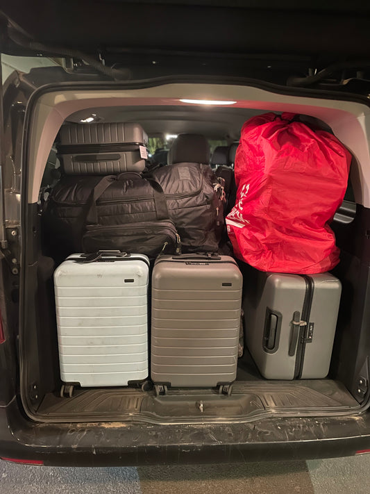 Our luggage loaded in the car for our PCS